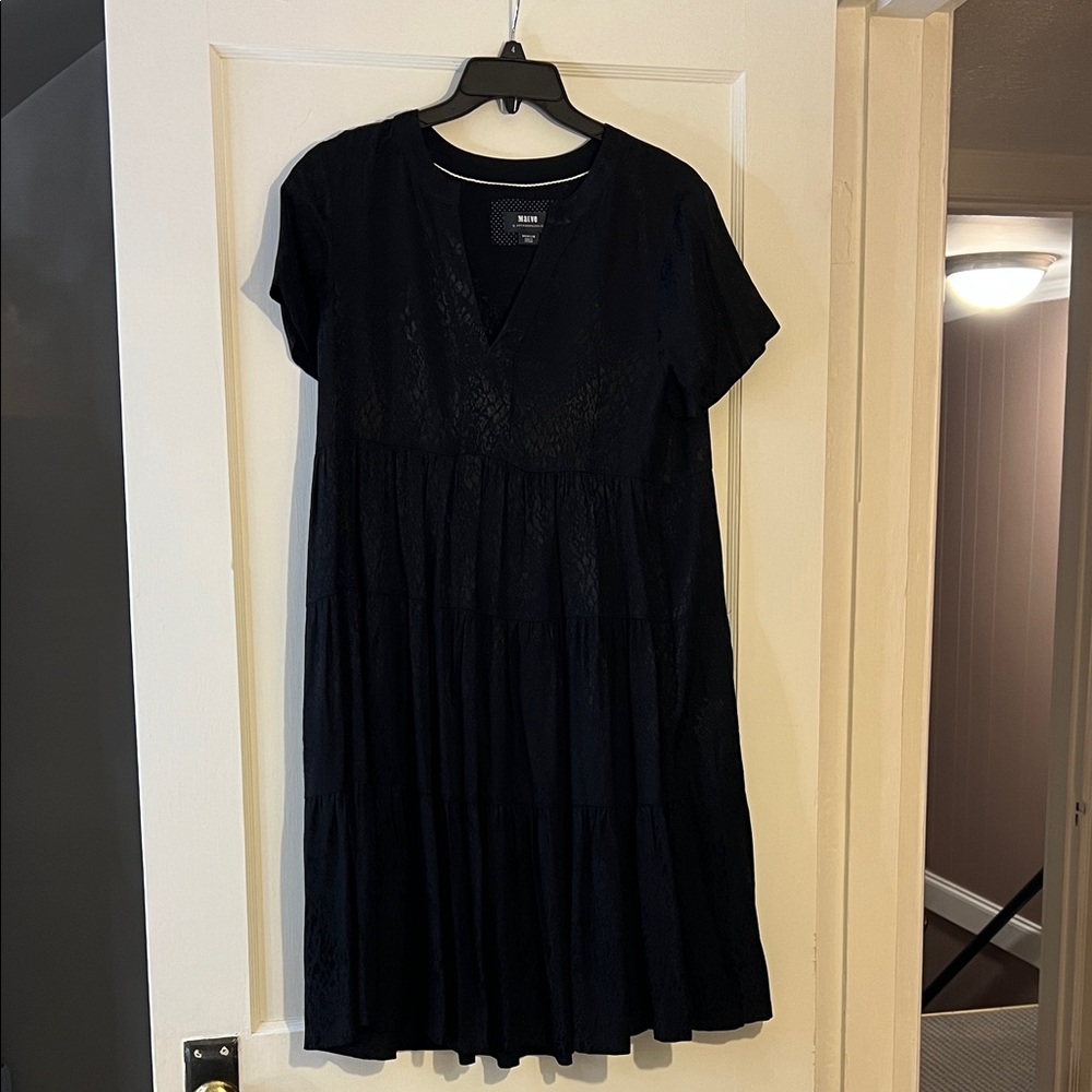 Maeve Black V-Neck Mini Dress